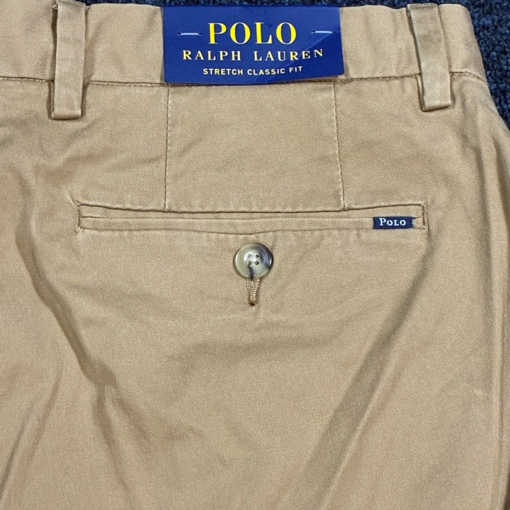 Polo Ralph Lauren Stretch Classic Fit Pants Mens 32x34 Tan Chino Khaki Cotton